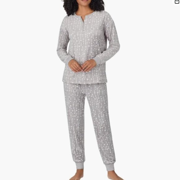 NEW Nautica Womens 2Pc Sleepwear Set XL Gray Silky Stretch Fleece Pajama - Picture 1 of 6